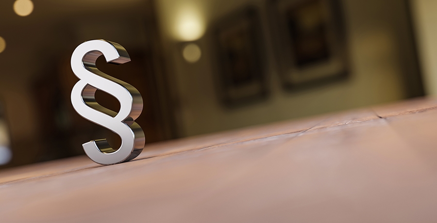 Paragraph Symbol 3D auf Schreibtisch