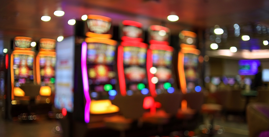 Blurred image of casino slot machines