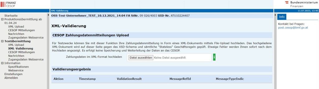 CESOP Zahlungsdatenmitteilung Upload