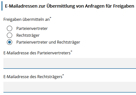 Email für Freigabe