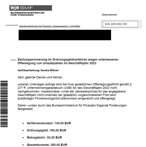 Screenshot einer Betrugnachricht