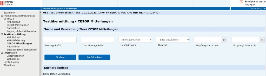 Testuebermittlung - CESOP Mitteilungen