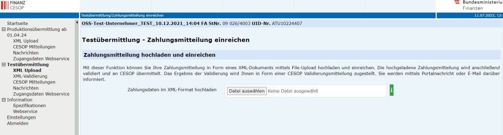 Testuebermittlung - Zahlungsmitteilung einreichen
