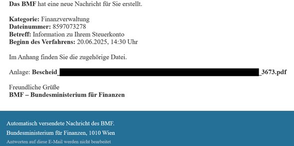 Screenshot einer Betrugsnachricht