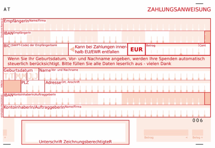 Zahlungsanweisung für Spenden