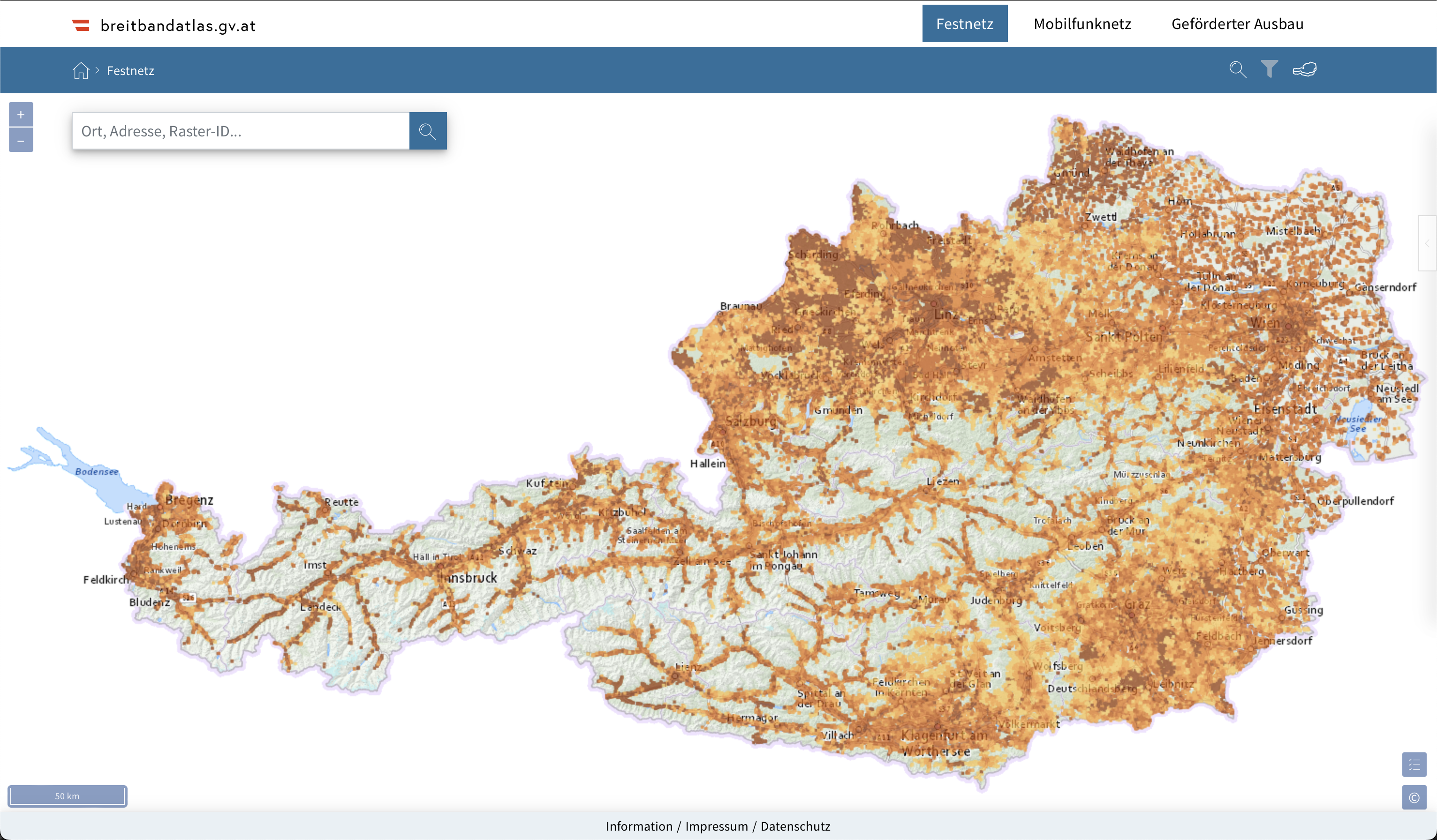 Einstiegsseite des Breitbandatlas