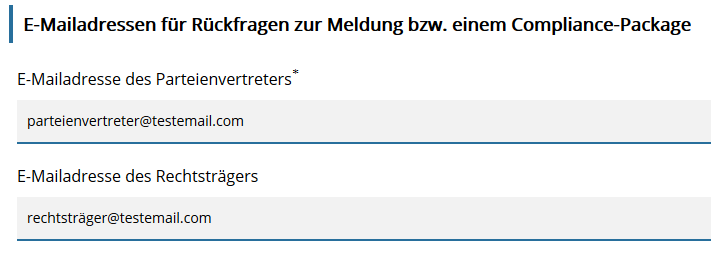 Email für Rückfragen